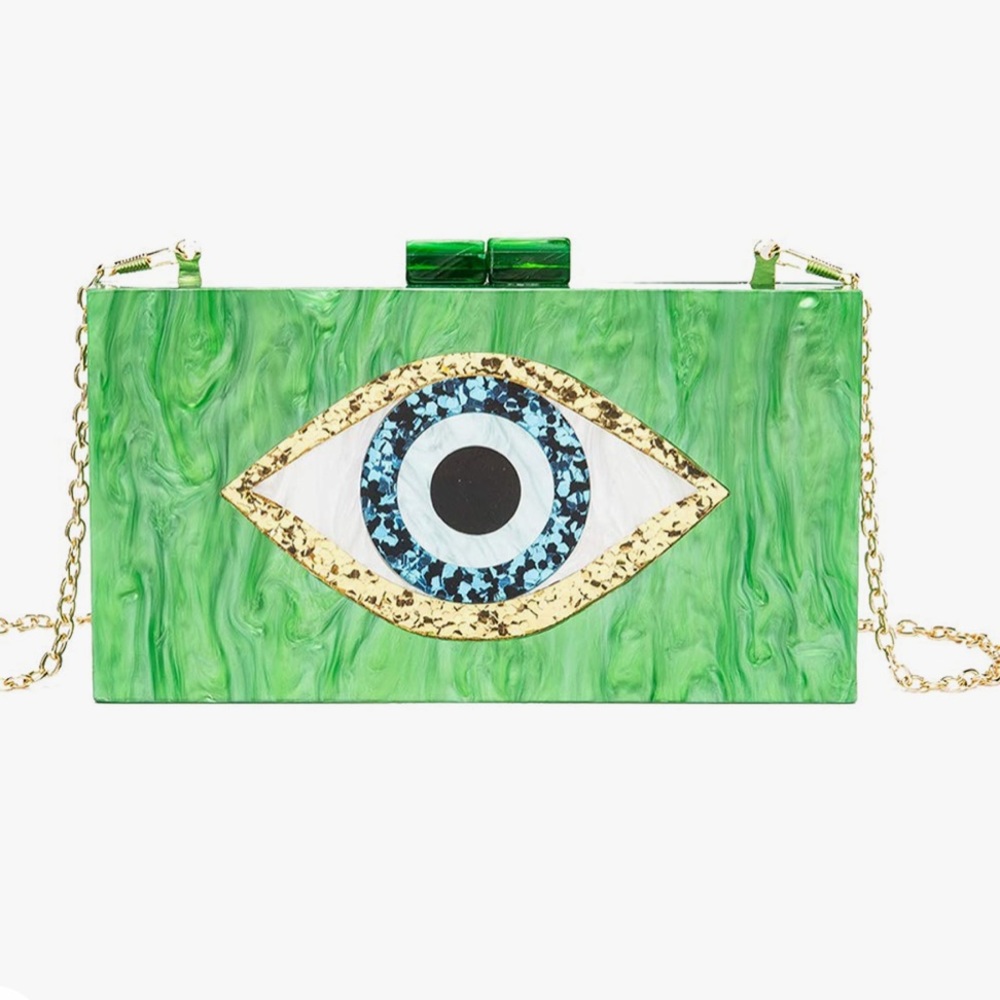 Green eye acrylic clutch purse new - Picture 1 of 6